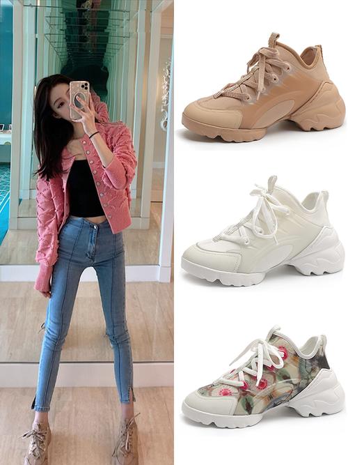 热销dior运动鞋女代购_走秀老爹鞋ins潮女增高厚底千娇迪奥明星同款