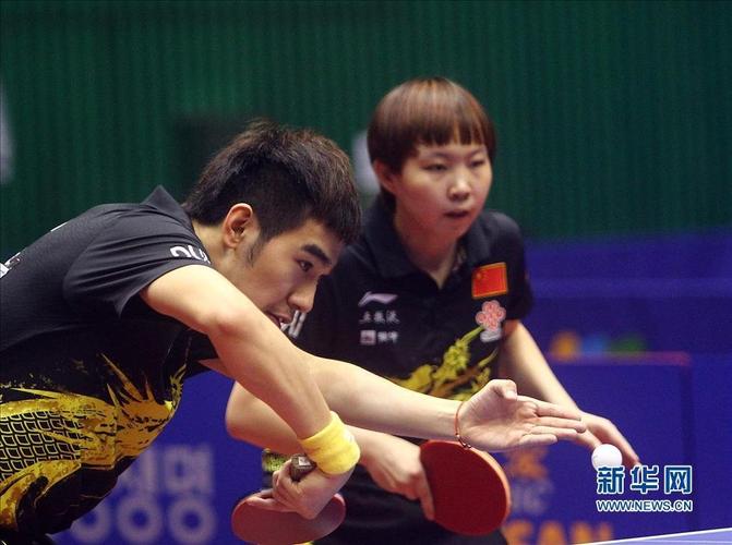 樊振东左/陈梦在比赛中