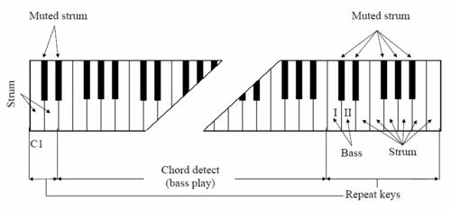 c5 演奏低音i(根音) ;   d5 演奏低音 ii (另外一个低音,通常是和弦