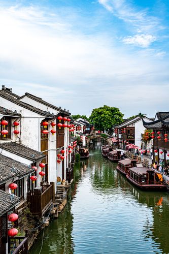 苏州七里山塘景色山塘街山塘河