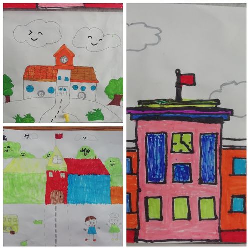 孩子们用彩笔描绘出心中向往的小学