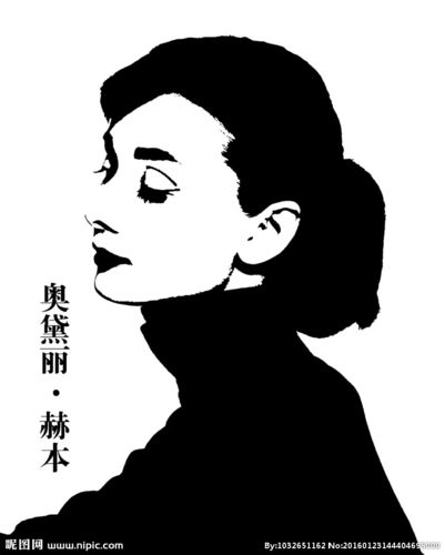 奥黛丽赫本图像高清矢量木版画设图片