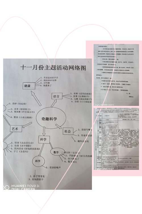 11月份的主题网络图,家园共育,奇趣科学重点工作.