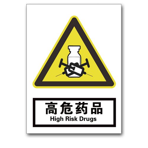 当心警告标识牌 高危药品注意温馨提示牌安全生产警示
