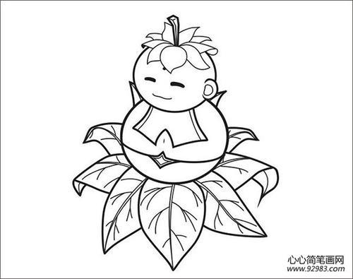 卡通人参果简笔画