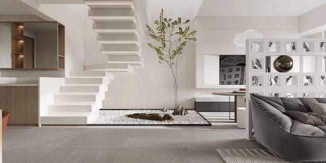 复式楼装修设计 | 合天作品:黑白交织的灵动