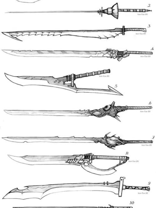 游戏武器线稿参考_线稿_游戏武器_文化_绘画