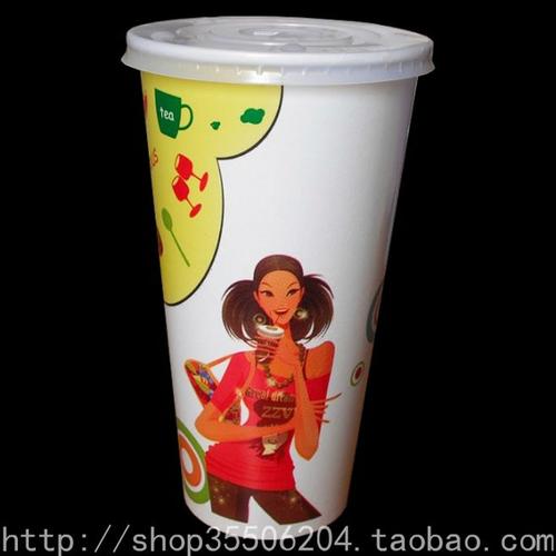 650新品美女奶茶纸杯 22盎司 1000只豆浆咖啡一次性纸杯带盖批发w