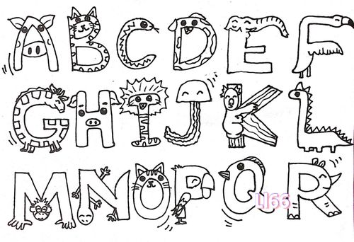 26个字母77动物 简笔画素材