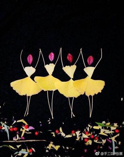 用银杏叶做的树叶画,秋之韵.