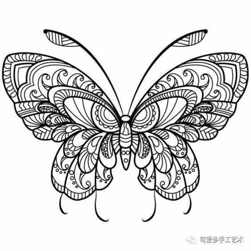 ▼ 蝴蝶线描图 大家喜欢绣蝴蝶的话,线描图是少不了的,可以打印出来