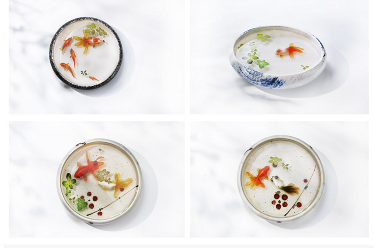 新品树脂画金鱼贴 3d树脂胶金鱼贴纸 素材贴水晶滴胶金鱼画