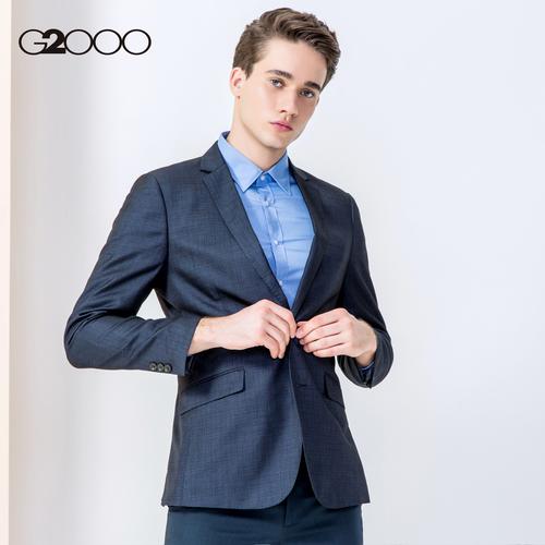 g2000商务格纹修身男士西服 正装平驳领两粒扣西装男外套