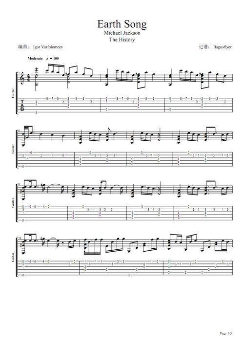 《迈克尔.杰克逊《earth song》指弹吉他谱.pdf》