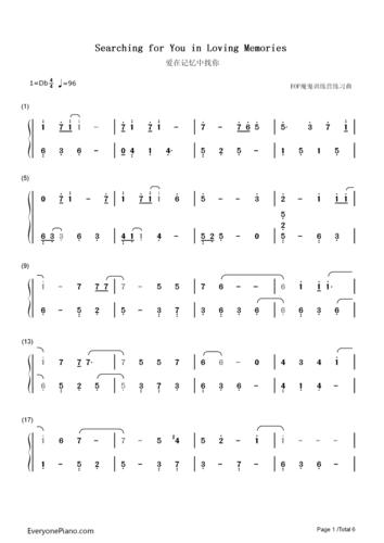 searching for you in loving memories numbered musical notation