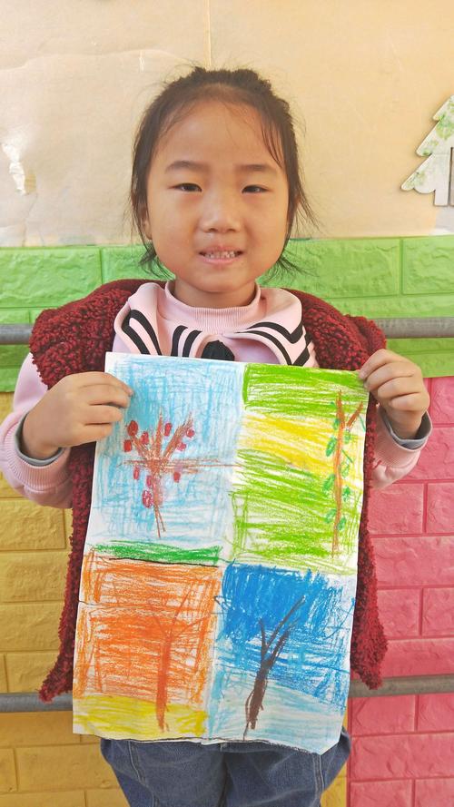 刘店幼儿园美术班:蜡棒画:《四季》.