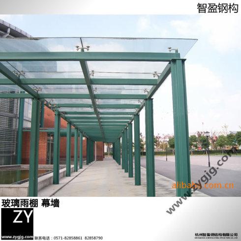 杭州玻璃雨棚 玻璃雨篷 钢结构车棚 停车棚
