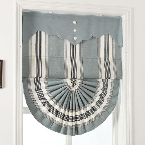 2021新款定制窗帘简约竖条纹遮光布客厅餐厅卧室阳台扇形罗马帘