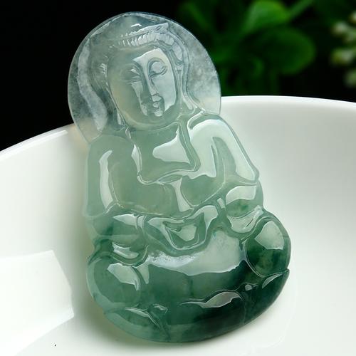 天然冰糯种飘花翡翠观音吊坠 正品a货缅甸玉器多款男士玉观音挂件