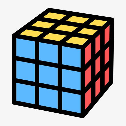 彩色手绘线稿魔方元素