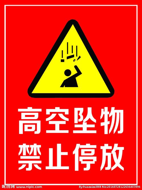 高空坠物禁止停放安全标志牌图片