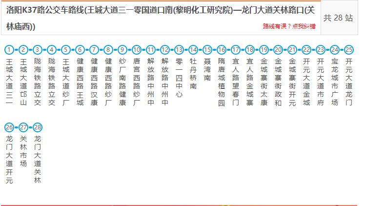 洛阳市三十七路公交车路线