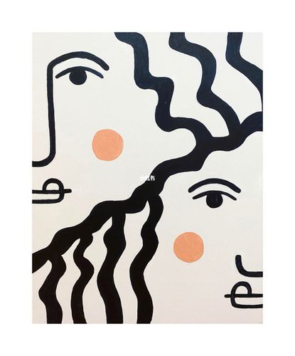 丙烯装饰画临摹|线条画 抽象画_临摹_抽象画_装饰画_线条画_丙烯画