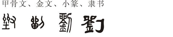 刘字的甲骨文,金文,小篆,隶书马法