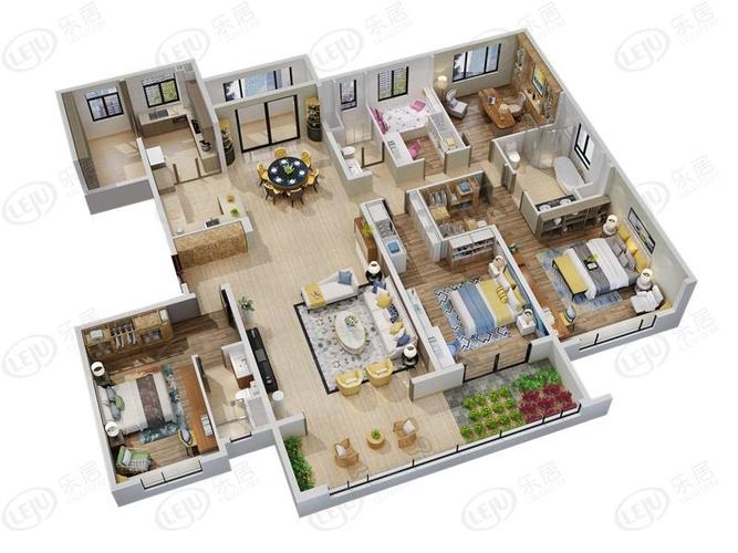 碧桂园天誉150平米3d户型图户型图