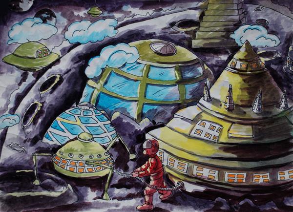 双流中学实验学校学生科幻画作品