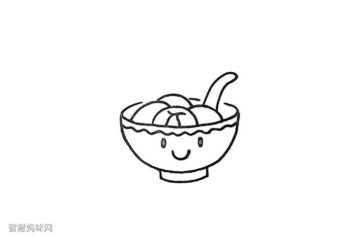 步骤7:用曲线画出碗檐上的花纹.