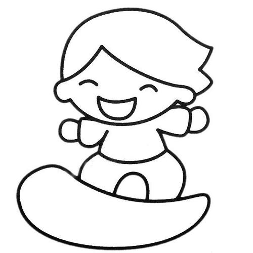 玩滑板车的儿童简笔画