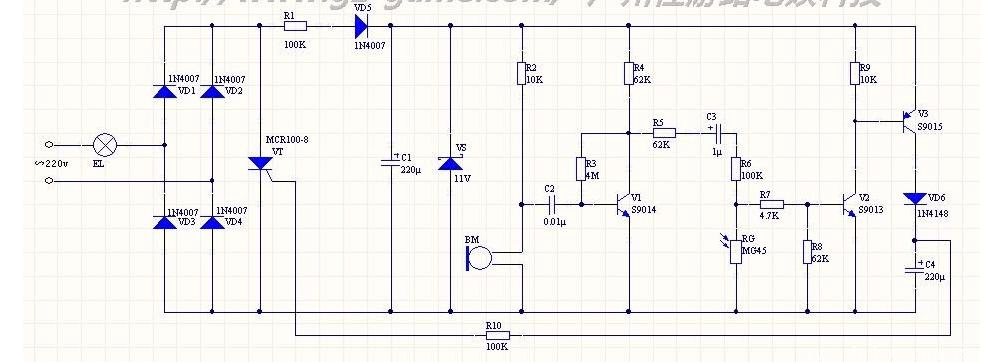 声光控开关电路原理图分析