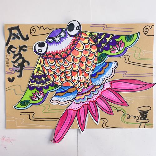 风筝_风筝_建筑_线描_放风筝_皇宫_文化_绘画