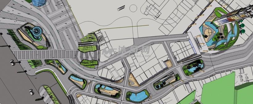精细光明城大型地下商业街地面地下设计模型