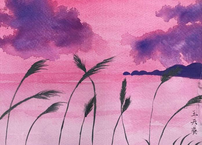3.10达芬奇班水彩《芦苇风景画》