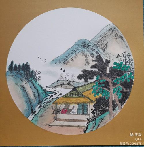 第一次尝试临摹青绿山水小品画