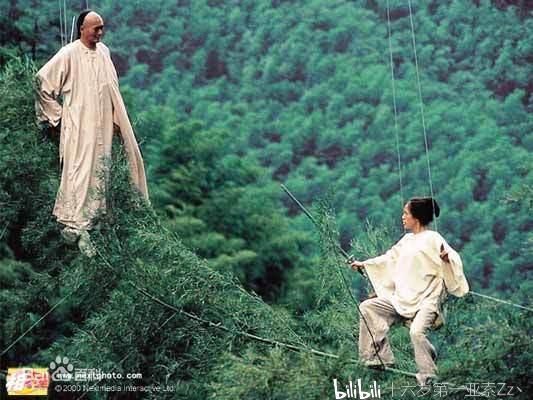 "卧虎藏龙"四个大字的绿色,细心的话可以分辨出是用了竹子作为色彩板