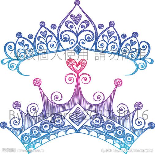 手绘线描王冠图片