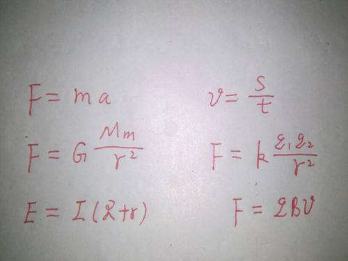 牛顿第二定律 万有引力定律 关于求速度的公式 库仑定律 关于电池电动