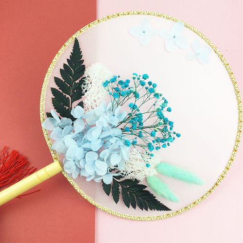 适用于古风团扇永生花diy材料包幼儿园亲子花艺活动沙龙干花材料包 草