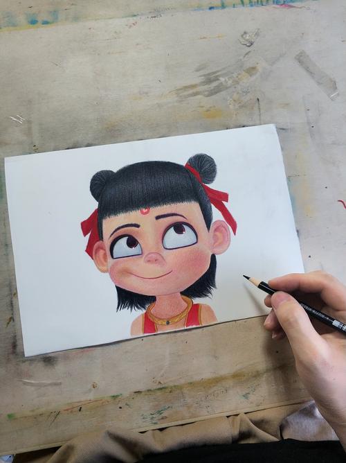 彩铅哪吒魔童降世|纯艺术|绘画|w王振 - 原创作品