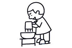 认真洗脸的小孩简笔画