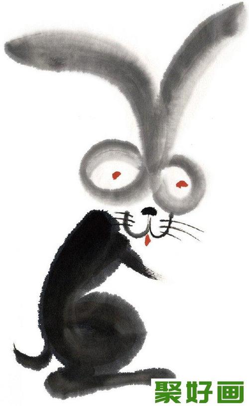 水墨十二生肖卯兔的绘画技法
