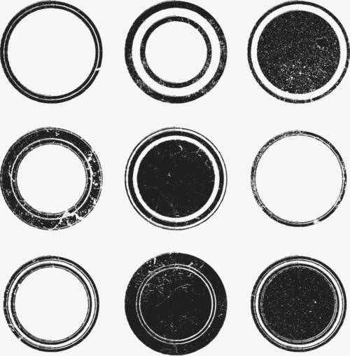 中国风 各种喷墨圆圈 黑色圆圈 矢量图