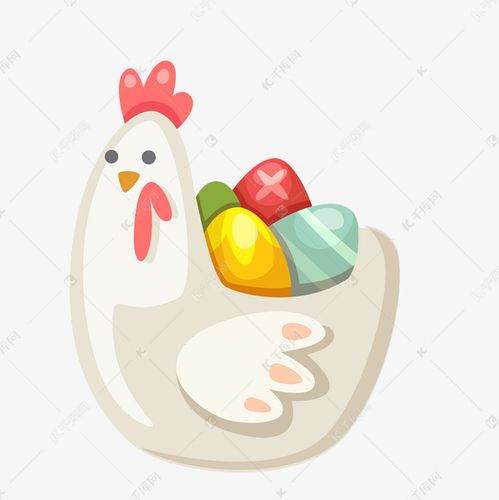 手绘卡通母鸡装蛋母鸡