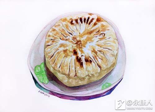 萌呆的舌尖上的浙江水彩插画,永康肉麦饼入选 - 永康微生活 - 永康人