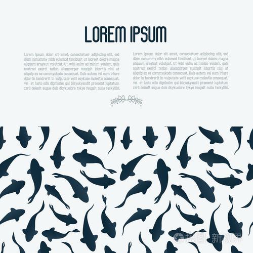 背景与水彩鱼剪影