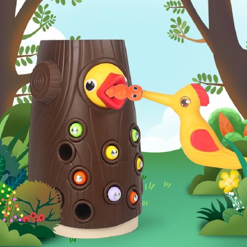 啄木鸟玩具捉虫小孩1-2岁益智宝宝女孩喂小鸡抓吃虫子男孩钓鱼鸟