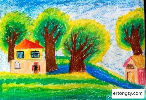 风景小孩画_小孩画画风景_小孩风景画图